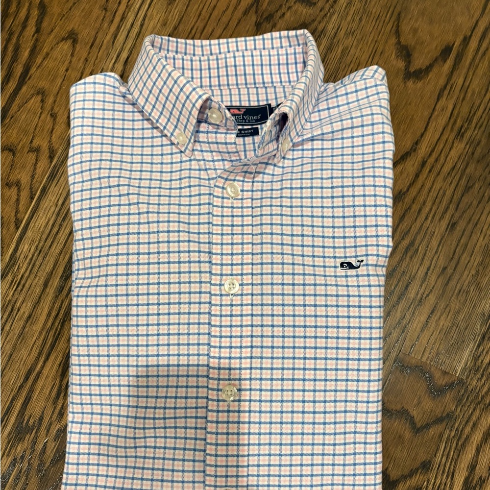 Vineyard Vines Boy’s Pink and Blue Checkered Shirt